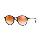 Ray-ban Round Fleck Black Sunglasses, Orange Flash Lenses - Rb2447