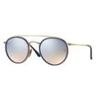 Ray-ban Men's Round Double Bridge Gold Sunglasses, Gray Lenses - Rb3647n