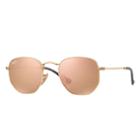 Ray-ban Hexagonal Flat Gold Sunglasses, Pink Lenses - Rb3548n