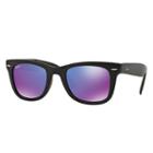 Ray-ban Wayfarer Folding Black Sunglasses, Violet Flash Lenses - Rb4105