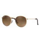 Ray-ban Round Metal @collection Gold Sunglasses, Polarized Brown Lenses - Rb3447