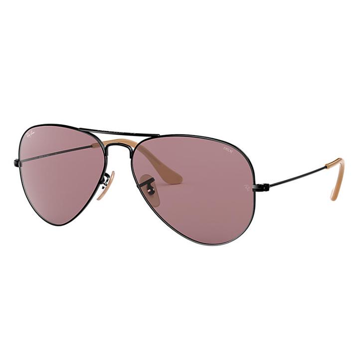 Ray-ban Men's Aviator Evolve Black Sunglasses, Violet Lenses - Rb3025