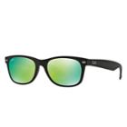 Ray-ban New Wayfarer Black Sunglasses, Green Flash Lenses - Rb2132