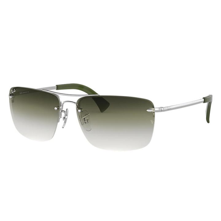 Ray-ban Silver Sunglasses, Green Lenses - Rb3607