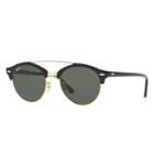 Ray-ban Clubround Double Bridge Black Sunglasses, Green Lenses - Rb4346