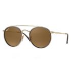 Ray-ban Men's Round Double Bridge Gold Sunglasses, Polarized Brown Lenses - Rb3647n
