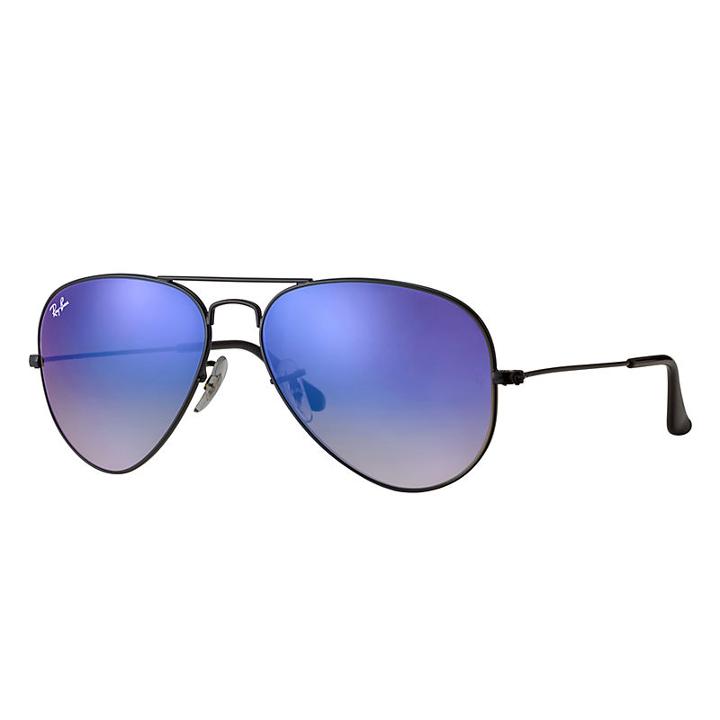 Ray-ban Aviator Black Sunglasses, Blue Gradient Flash Lenses - Rb3025