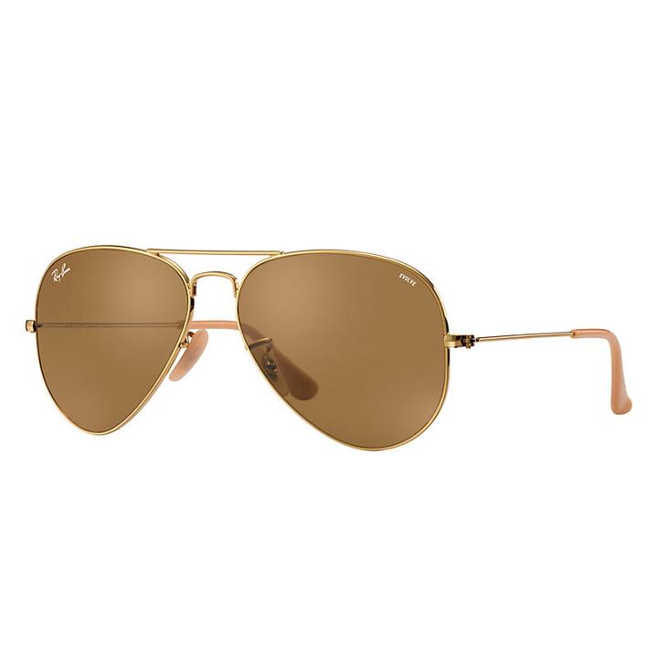 Ray-ban Men's Aviator Evolve Gold Sunglasses, Brown Lenses - Rb3025