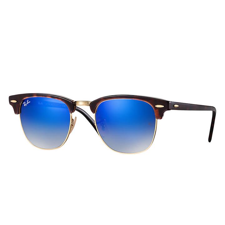 Ray-ban Clubmaster Tortoise Sunglasses, Blue Flash Lenses - Rb3016