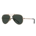 Ray-ban Aviator Titanium White Gold Sunglasses, Green Lenses - Rb8125