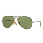 Ray-ban Aviator Distressed Gold Sunglasses, Green Lenses - Rb3025