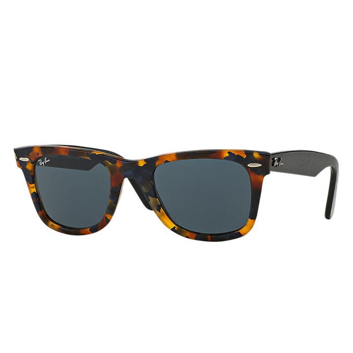 Ray-ban Original Wayfarer Distressed Black Sunglasses, Blue Lenses - Rb2140