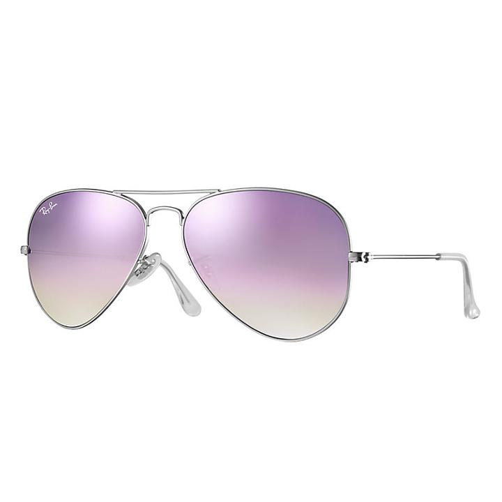 Ray-ban Aviator Silver Sunglasses, Violet Flash Lenses - Rb3025