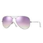 Ray-ban Aviator Silver Sunglasses, Violet Flash Lenses - Rb3025