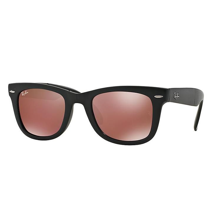 Ray-ban Wayfarer Folding Black Sunglasses, Red Flash Lenses - Rb4105