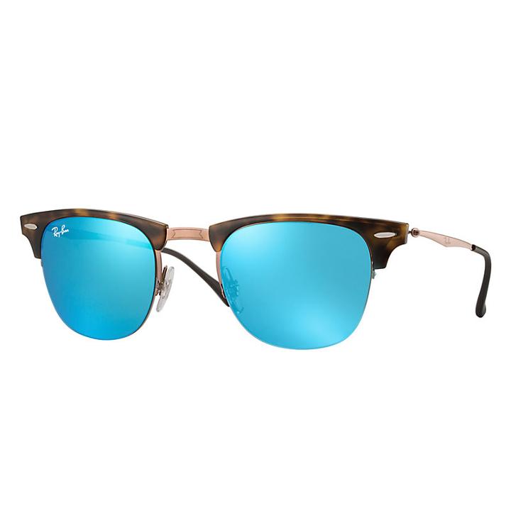 Ray-ban Men's Clubmaster Light Ray Brown Sunglasses, Blue Lenses - Rb8056