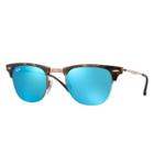 Ray-ban Men's Clubmaster Light Ray Brown Sunglasses, Blue Lenses - Rb8056