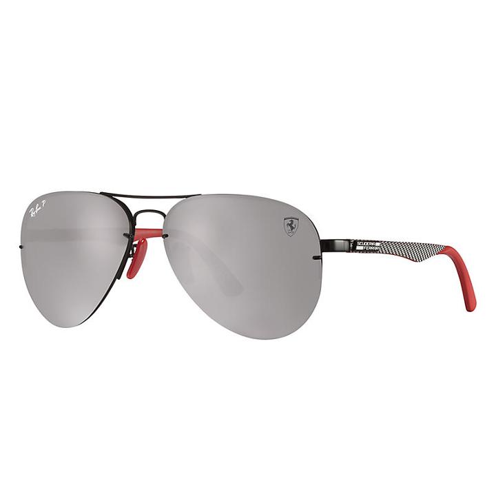 Ray-ban Scuderia Ferrari It Gp17 Ltd Silver Sunglasses, Polarized Gray Lenses - Rb3460m