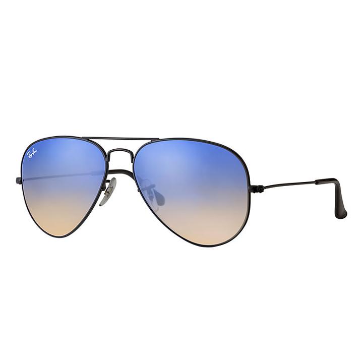 Ray-ban Aviator Gradient Black Sunglasses, Blue Flash Lenses - Rb3025
