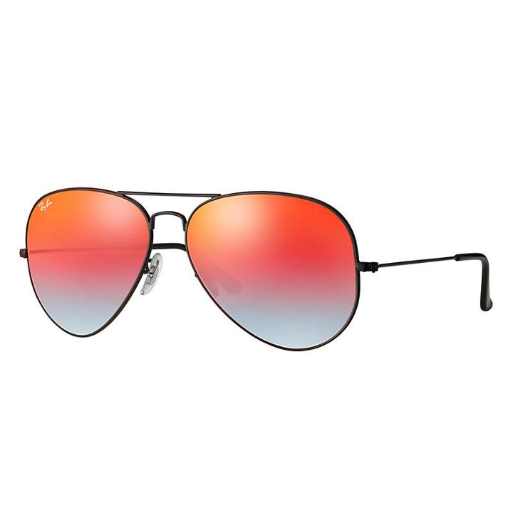 Ray-ban Aviator Black Sunglasses, Orange Flash Lenses - Rb3025
