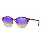 Ray-ban Clubround Mineral Red Sunglasses, Blue Flash Lenses - Rb4246