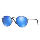 Ray-ban Round Gunmetal Sunglasses, Blue Flash Lenses - Rb3447