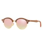Ray-ban Clubround Wood Brown Sunglasses, Pink Lenses - Rb4246m
