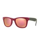 Ray-ban Men's Wayfarer Folding Green Sunglasses, Pink Flash Lenses - Rb4105