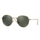 Ray-ban Round Metal Folding Gold Sunglasses, Green Lenses - Rb3532