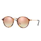 Ray-ban Round Fleck Black Sunglasses, Pink Flash Lenses - Rb2447