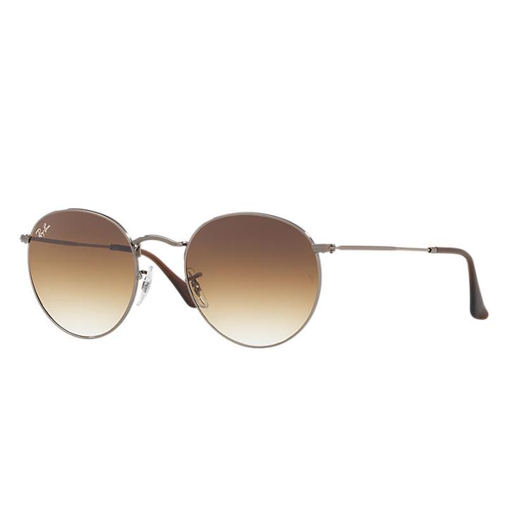 Ray-ban Men's Round Flat Gunmetal Sunglasses, Brown Lenses - Rb3447n