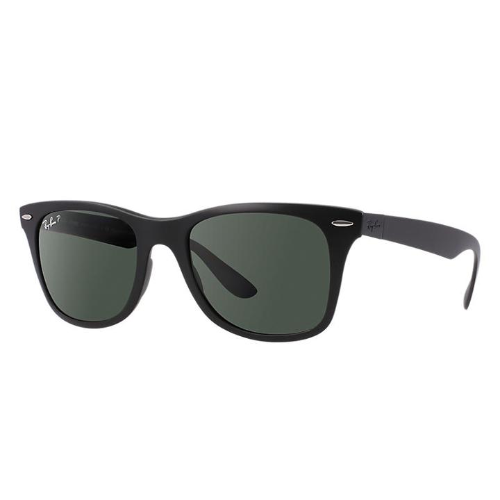 Ray-ban Wayfarer Liteforce Black Sunglasses, Polarized Green Lenses - Rb4195