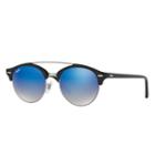 Ray-ban Clubround Double Bridge Black Sunglasses, Blue Lenses - Rb4346