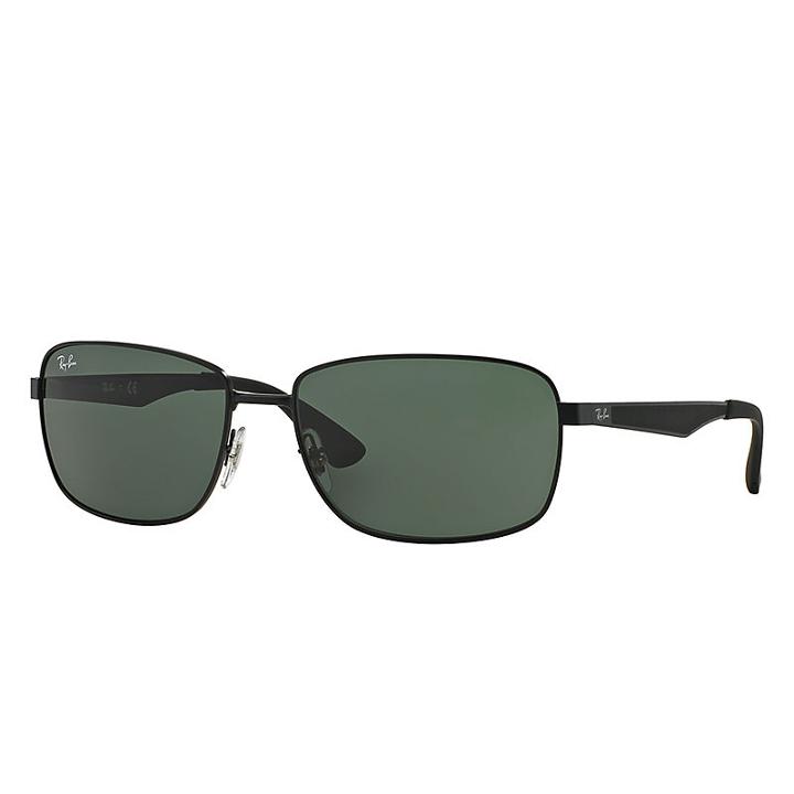 Ray-ban Black Sunglasses, Green Lenses - Rb3529
