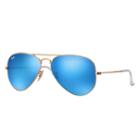 Ray-ban Aviator Gold  Sunglasses, Blue Flash Lenses - Rb3025