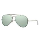 Ray-ban Blaze Aviator Silver Sunglasses, Green Lenses - Rb3584n
