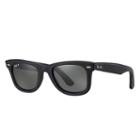 Ray-ban Wayfarer Leather Black Sunglasses, Polarized Green Lenses - Rb2140qm