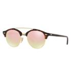Ray-ban Clubround Double Bridge Blue Sunglasses, Pink Lenses - Rb4346