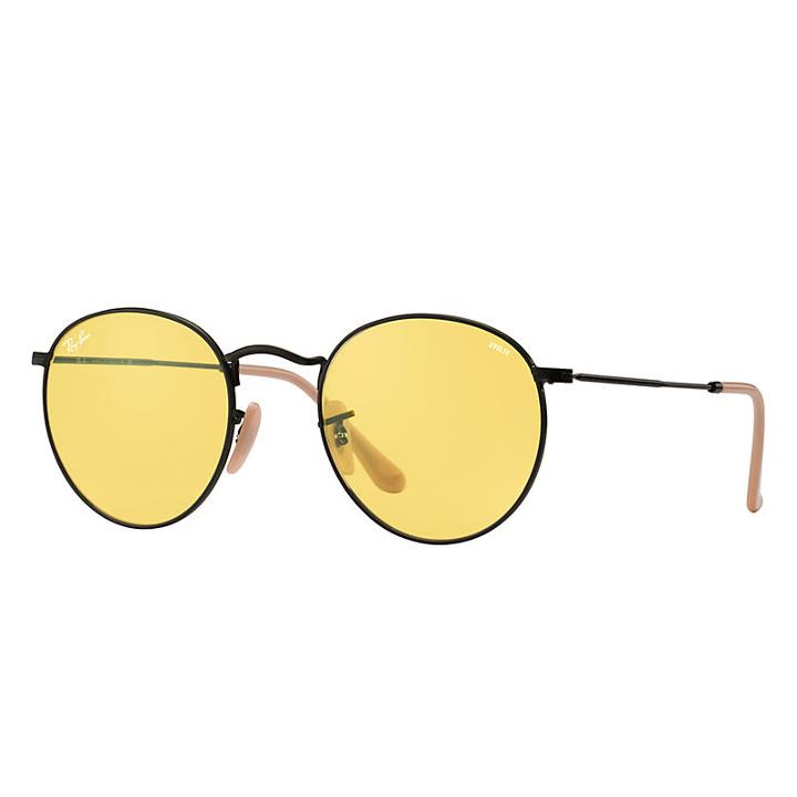 Ray-ban Men's Round Evolve Black Sunglasses, Yellow Lenses - Rb3447