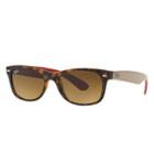 Ray-ban New Wayfarer Bicolor Grey Sunglasses, Brown Lenses - Rb2132