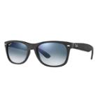 Ray-ban New Wayfarer With Alcantara  Black Sunglasses, Blue Lenses - Rb2132