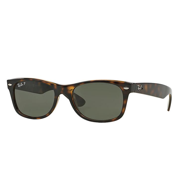 Ray-ban Men's New Wayfarer Tortoise Sunglasses, Polarized Green Lenses - Rb2132