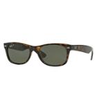 Ray-ban Men's New Wayfarer Tortoise Sunglasses, Polarized Green Lenses - Rb2132