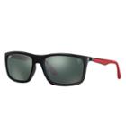 Ray-ban Scuderia Ferrari Collection Gunmetal Sunglasses, Green Lenses - Rb4228m