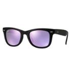 Ray-ban Wayfarer Folding Black  Sunglasses, Violet Flash Lenses - Rb4105