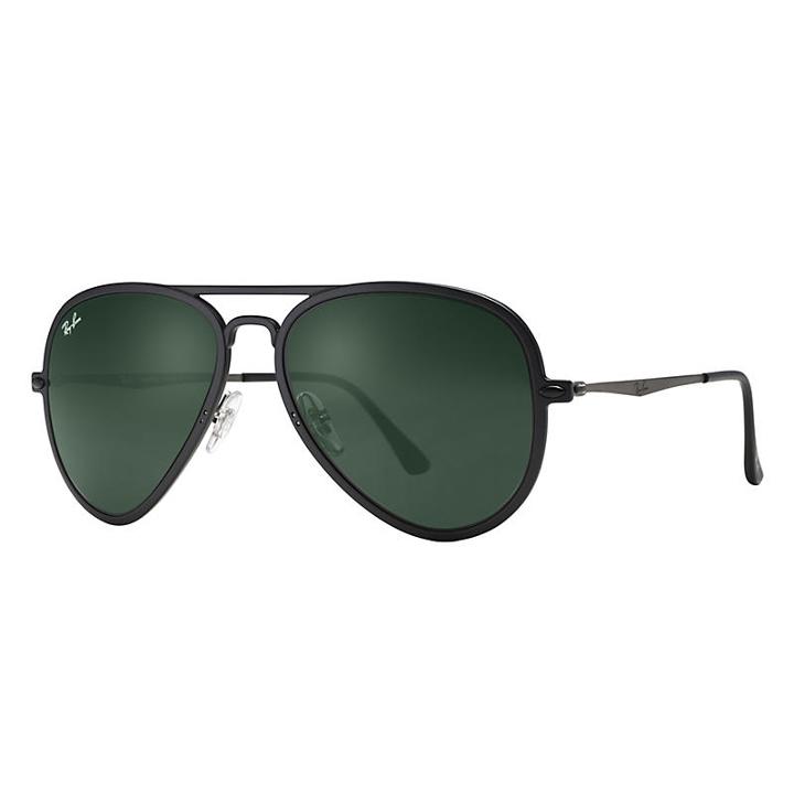 Ray-ban Aviator Light Ray Ii Grey Sunglasses, Green Lenses - Rb4211