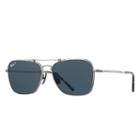 Ray-ban Caravan Titanium Matte Silver Sunglasses, Polarized Blue Lenses - Rb8136m