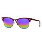 Ray-ban Clubmaster Mineral Red Sunglasses, Blue Flash Lenses - Rb3016