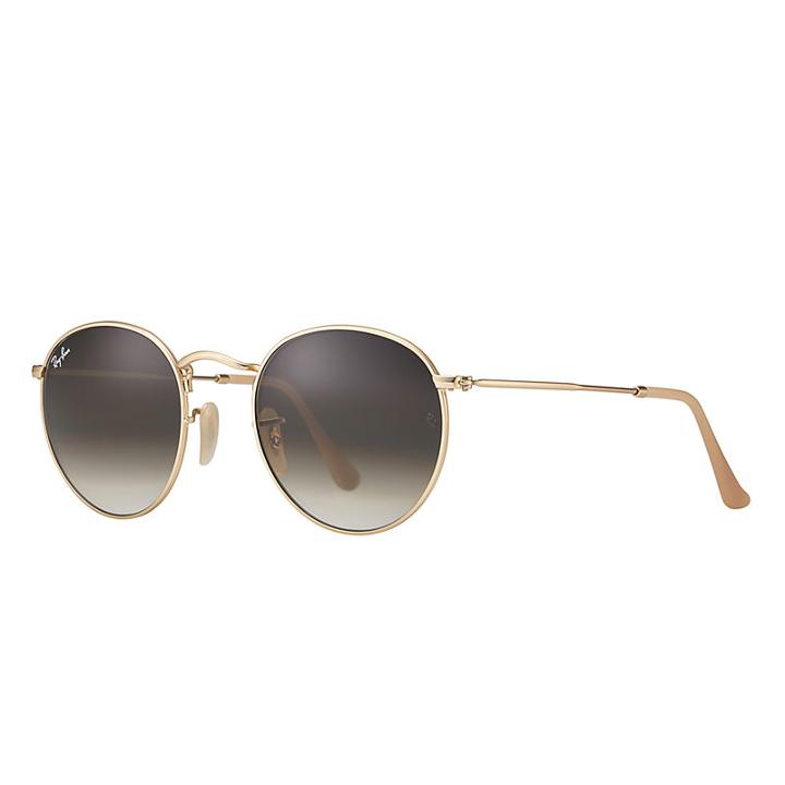 Ray-ban Round Metal Gold Sunglasses, Brown Lenses - Rb3447
