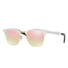 Ray-ban Clubmaster Aluminum  Silver Sunglasses, Pink Flash Lenses - Rb3507